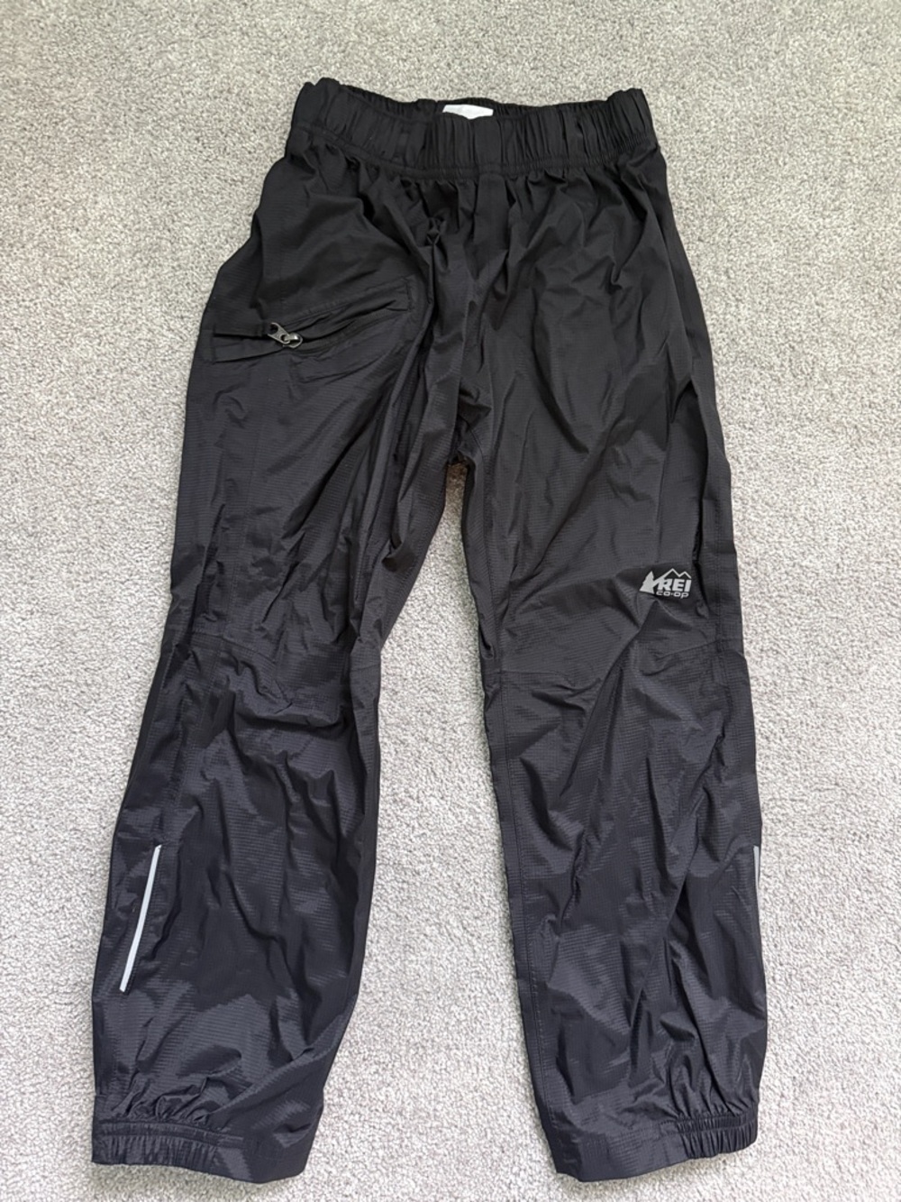 REI Kids Black Waterproof Jogger Pants with Reflective Accents